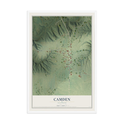 Map of Camden, Illinois, 12 x 18 inch print in a white wood frame