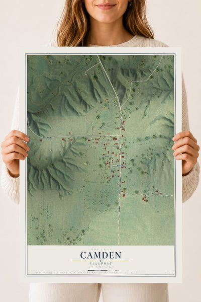 Map of Camden, Illinois, 18 x 24 inch unframed archival matte print