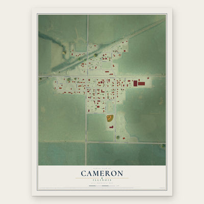Cameron, Illinois map print, the full design
