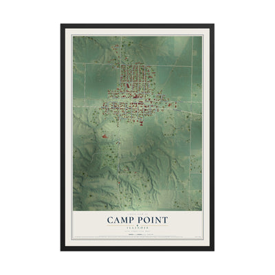 Map of Camp Point, Illinois, 12 x 18 inch print in a black wood frame