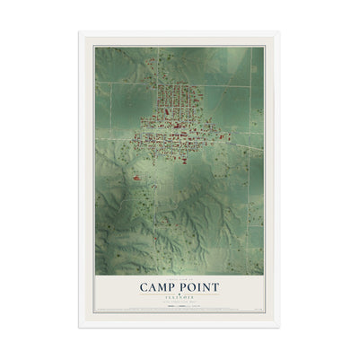 Map of Camp Point, Illinois, 12 x 18 inch print in a white wood frame