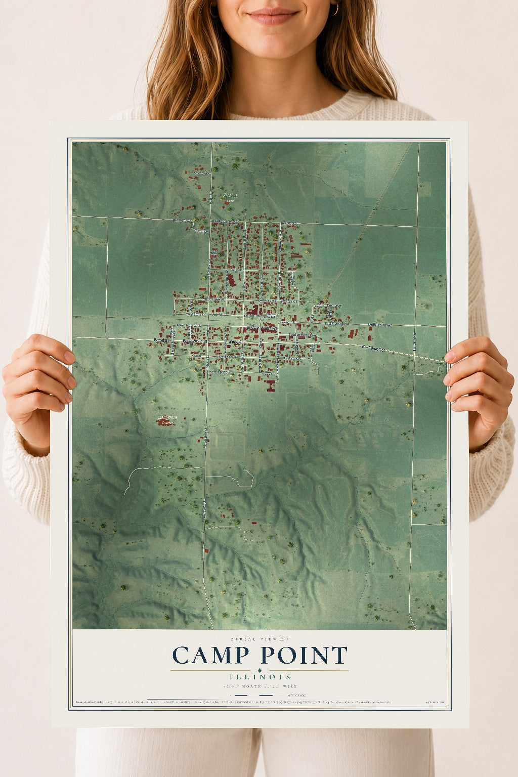 Map of Camp Point, Illinois, 18 x 24 inch unframed archival matte print