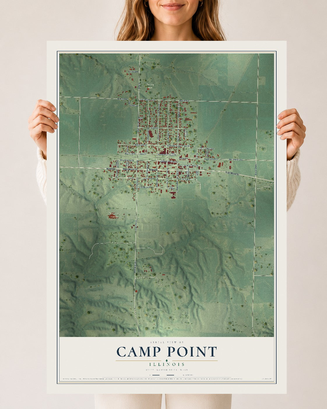Map of Camp Point, Illinois, 24 x 36 inch unframed archival matte print
