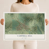 Map of Campbell Hill, Illinois, 12 x 18 inch unframed archival matte print