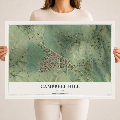 Map of Campbell Hill, Illinois, 18 x 24 inch unframed archival matte print