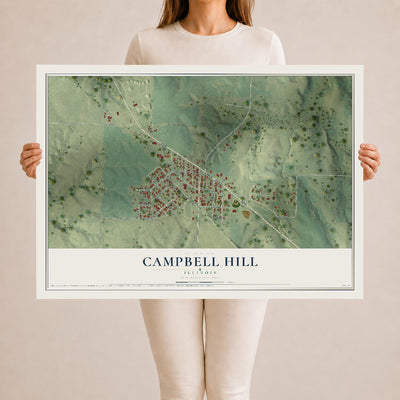 Map of Campbell Hill, Illinois, 24 x 36 inch unframed archival matte print