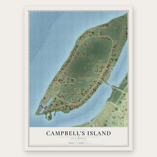 Campbell's Island, Illinois map print, the full design