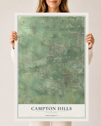 Map of Campton Hills, Illinois, 24 x 36 inch unframed archival matte print