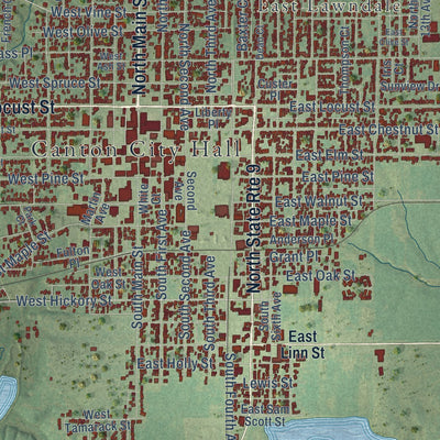 Close-up of the map of Canton, Illinois print showing street and building detail