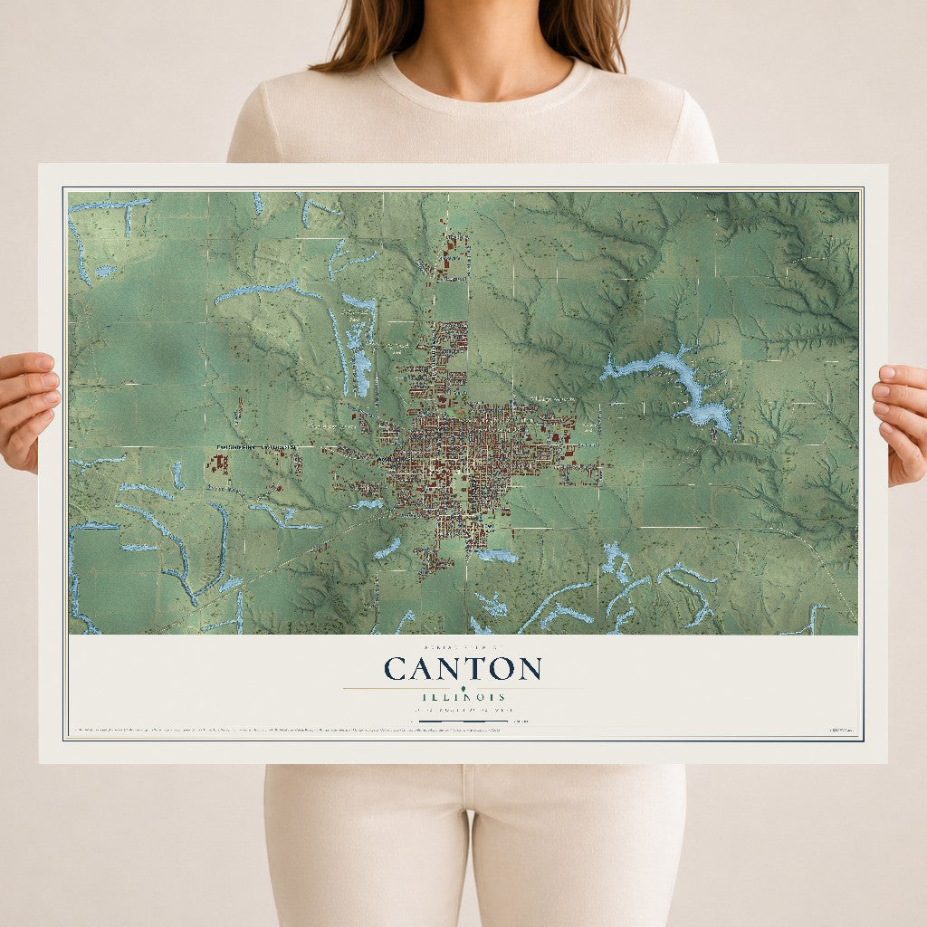 Map of Canton, Illinois, 18 x 24 inch unframed archival matte print