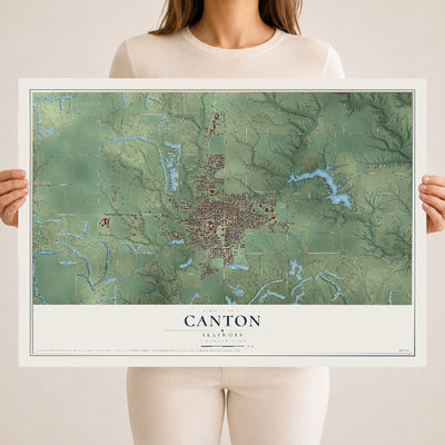Map of Canton, Illinois, 18 x 24 inch unframed archival matte print