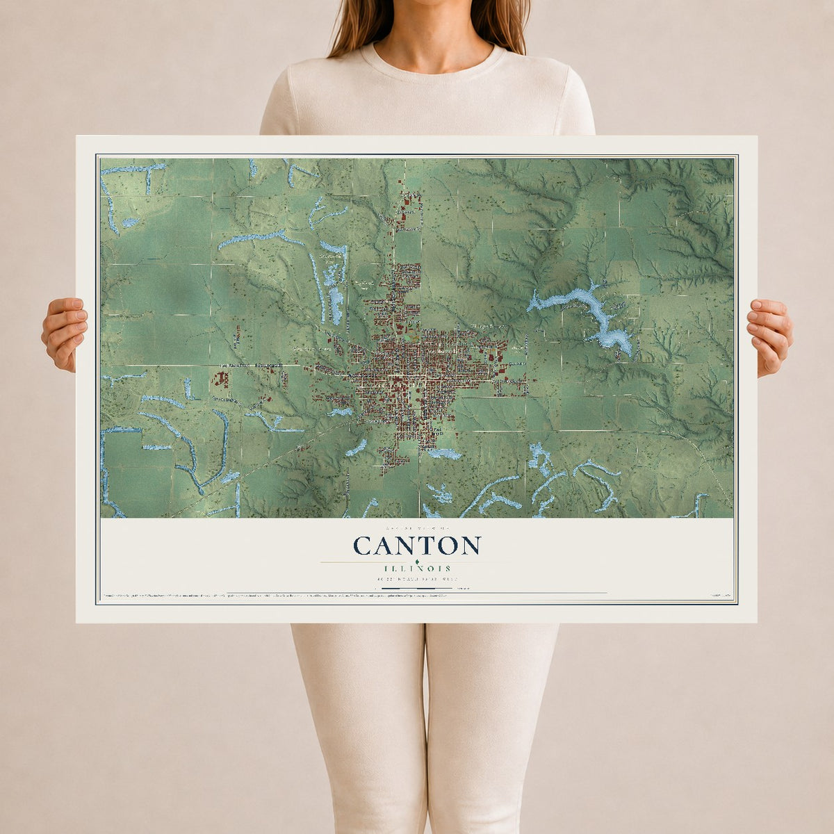 Map of Canton, Illinois, 24 x 36 inch unframed archival matte print