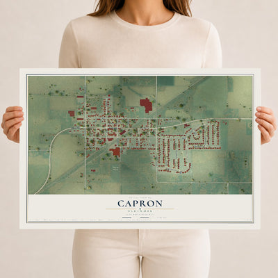 Map of Capron, Illinois, 12 x 18 inch unframed archival matte print