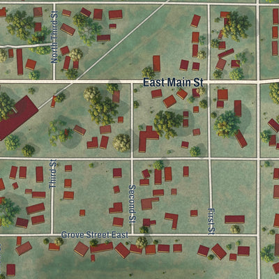 Close-up of the map of Capron, Illinois print showing street and building detail