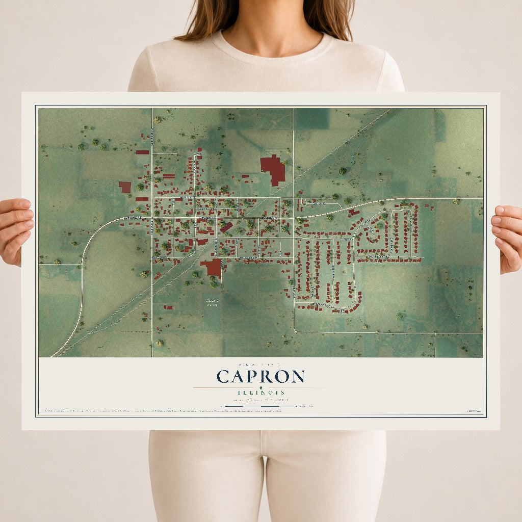 Map of Capron, Illinois, 18 x 24 inch unframed archival matte print