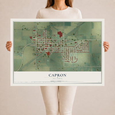 Map of Capron, Illinois, 24 x 36 inch unframed archival matte print