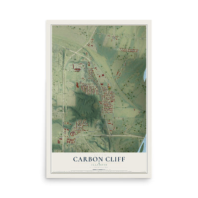 Map of Carbon Cliff, Illinois, 12 x 18 inch unframed archival matte print