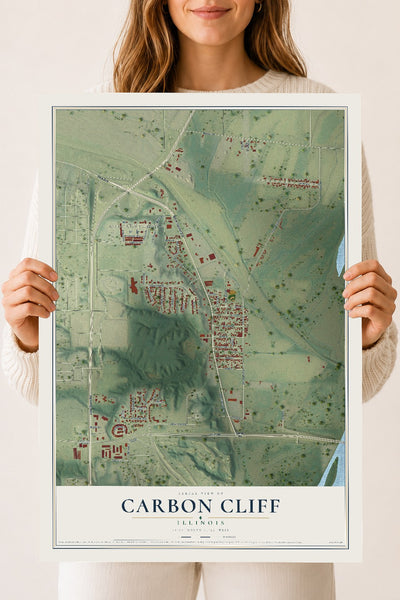 Map of Carbon Cliff, Illinois, 18 x 24 inch unframed archival matte print
