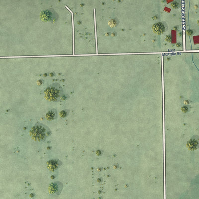 Second close-up of the map of Carbon Hill, Illinois print showing more streets and buildings