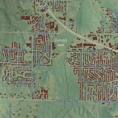 Second close-up of the map of Carbondale, Illinois print showing more streets and buildings