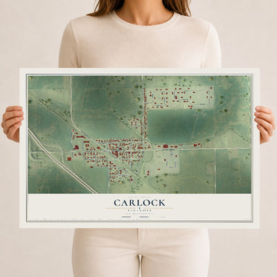 Map of Carlock, Illinois, 12 x 18 inch unframed archival matte print