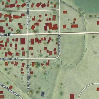 Close-up of the map of Carlock, Illinois print showing street and building detail