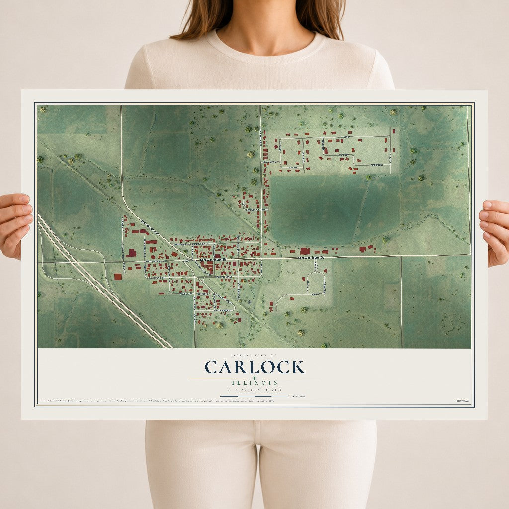 Map of Carlock, Illinois, 18 x 24 inch unframed archival matte print