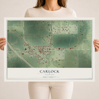 Map of Carlock, Illinois, 18 x 24 inch unframed archival matte print