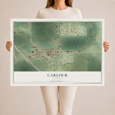 Map of Carlock, Illinois, 24 x 36 inch unframed archival matte print