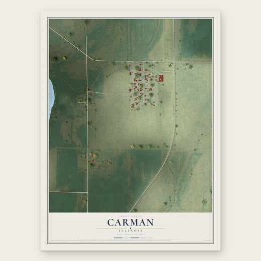 Carman, Illinois map print, the full design