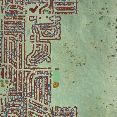 Second close-up of the map of Carpentersville, Illinois print showing more streets and buildings