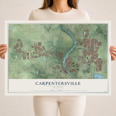 Map of Carpentersville, Illinois, 18 x 24 inch unframed archival matte print