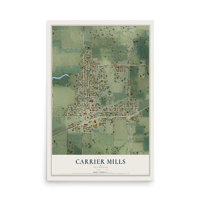 Map of Carrier Mills, Illinois, 12 x 18 inch unframed archival matte print