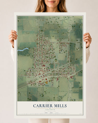 Map of Carrier Mills, Illinois, 24 x 36 inch unframed archival matte print