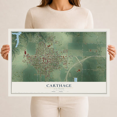Map of Carthage, Illinois, 12 x 18 inch unframed archival matte print