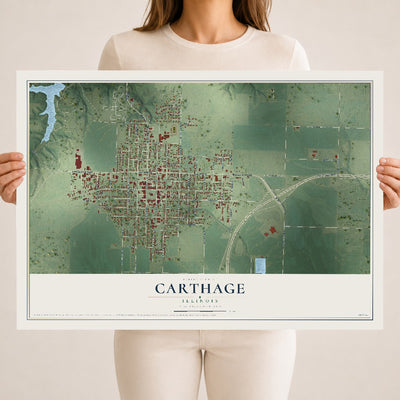 Map of Carthage, Illinois, 18 x 24 inch unframed archival matte print