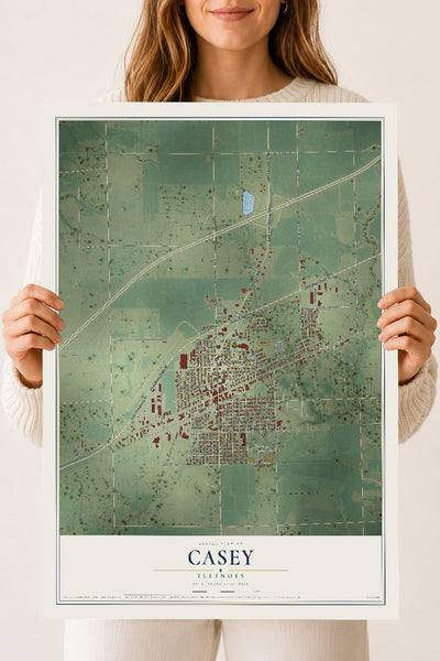 Map of Casey, Illinois, 18 x 24 inch unframed archival matte print