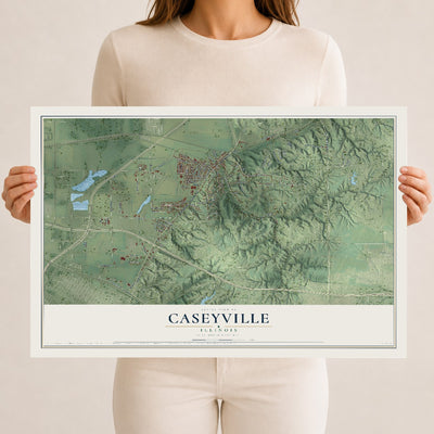 Map of Caseyville, Illinois, 12 x 18 inch unframed archival matte print