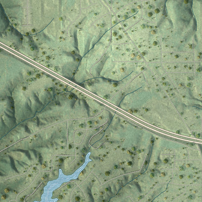 Second close-up of the map of Caseyville, Illinois print showing more streets and buildings
