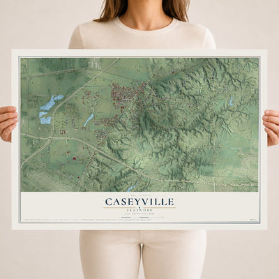 Map of Caseyville, Illinois, 18 x 24 inch unframed archival matte print