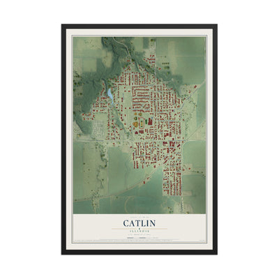Map of Catlin, Illinois, 12 x 18 inch print in a black wood frame