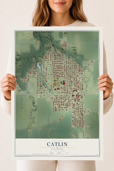 Map of Catlin, Illinois, 18 x 24 inch unframed archival matte print