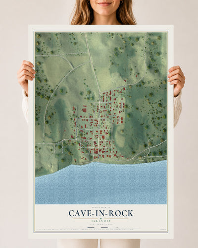 Map of Cave-In-Rock, Illinois, 24 x 36 inch unframed archival matte print
