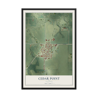 Map of Cedar Point, Illinois, 12 x 18 inch print in a black wood frame