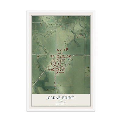 Map of Cedar Point, Illinois, 12 x 18 inch print in a white wood frame