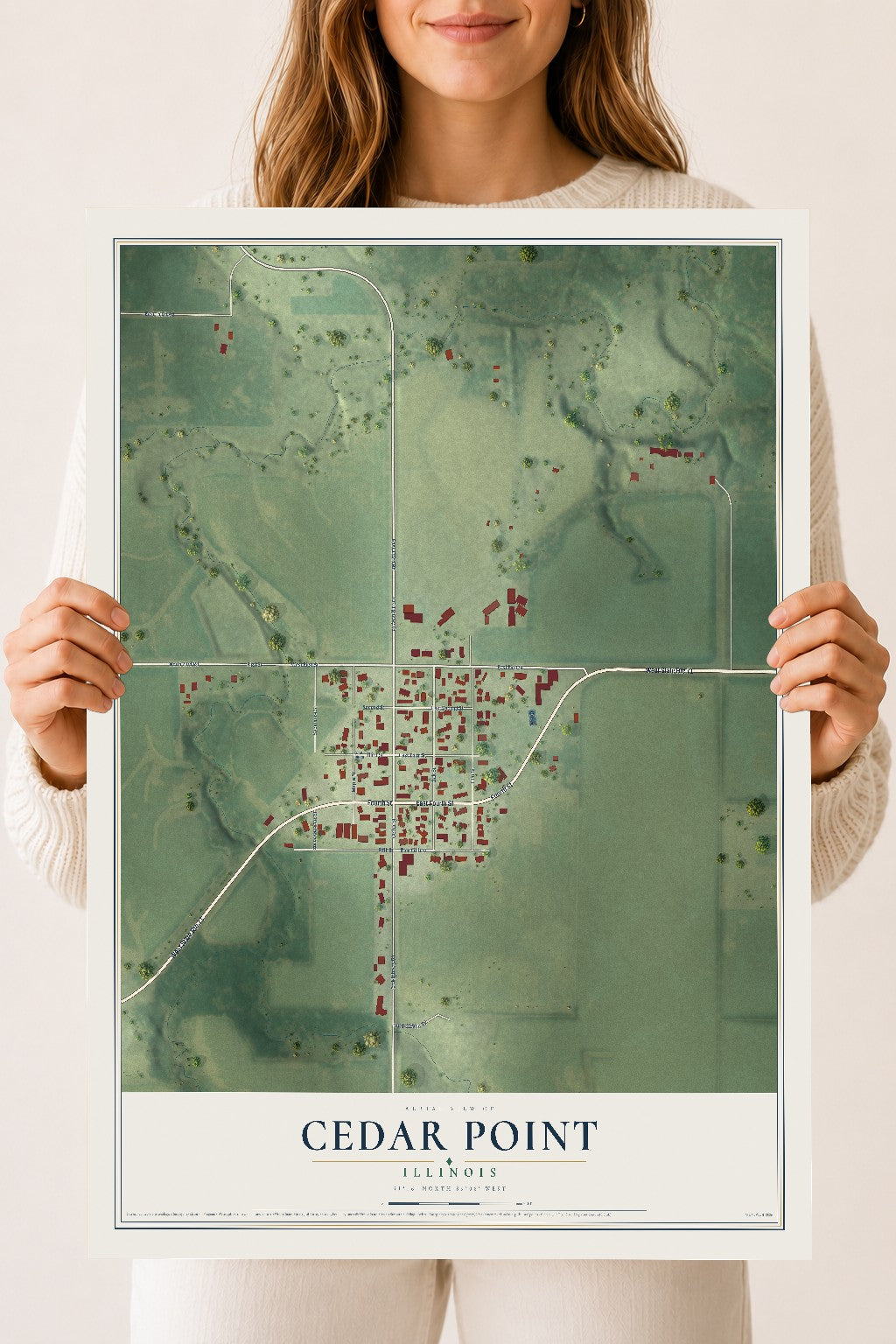 Map of Cedar Point, Illinois, 18 x 24 inch unframed archival matte print