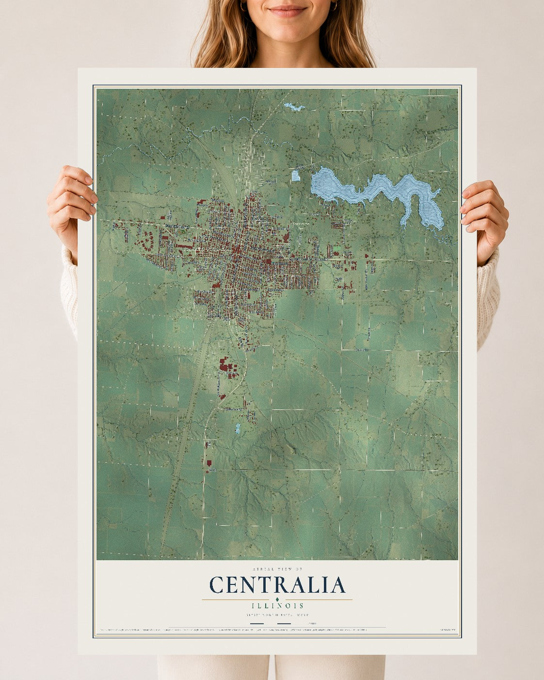 Map of Centralia, Illinois, 24 x 36 inch unframed archival matte print