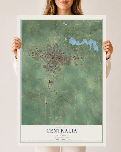 Map of Centralia, Illinois, 24 x 36 inch unframed archival matte print