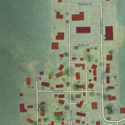 Second close-up of the map of Chadwick, Illinois print showing more streets and buildings