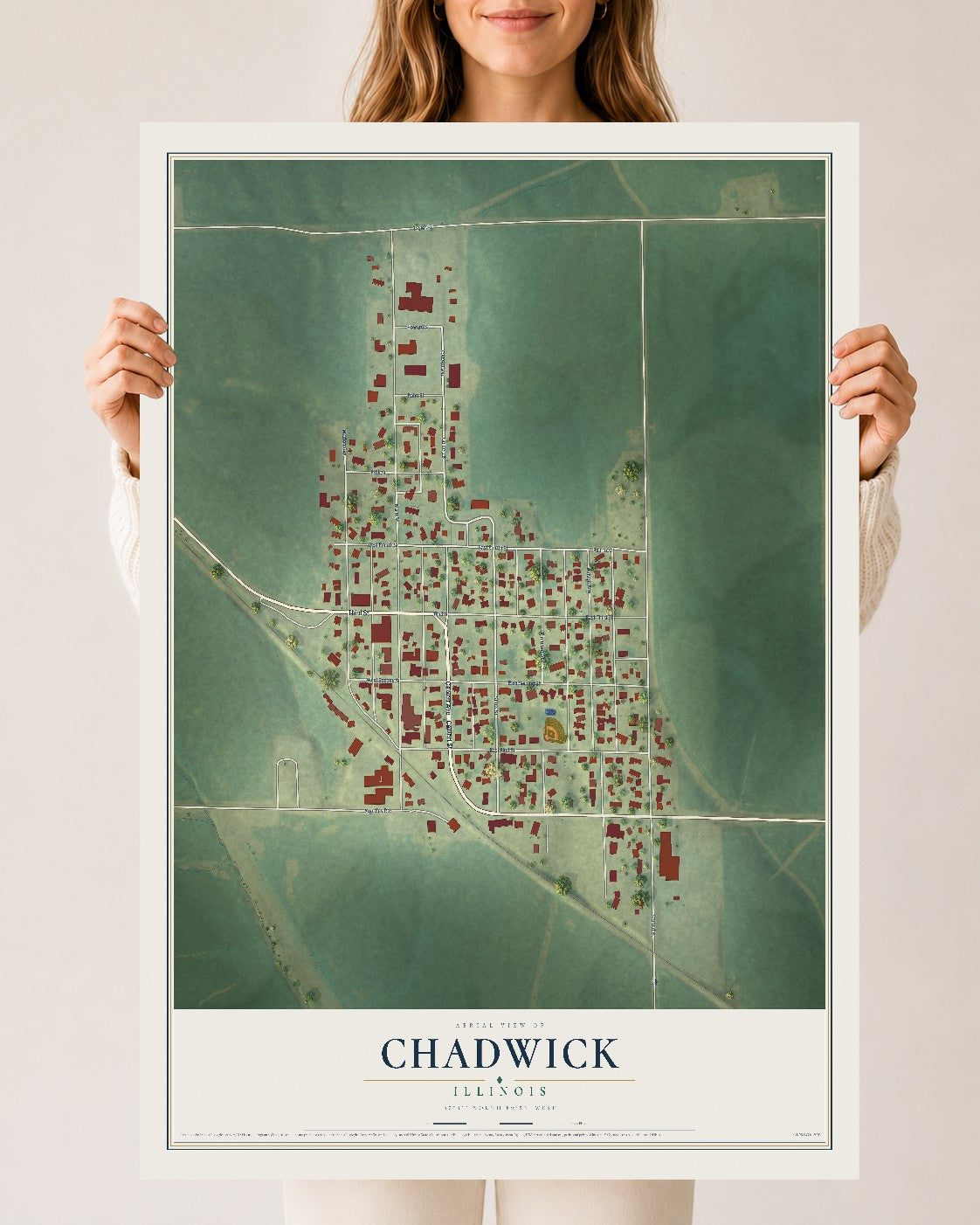 Map of Chadwick, Illinois, 24 x 36 inch unframed archival matte print